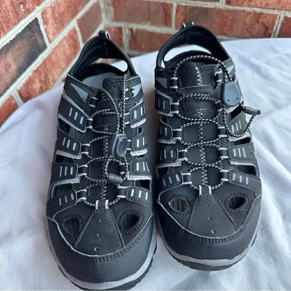 Men's Eddie Bauer Eastport Sandals, BLK 9 M, Bungee Lace Breathable Water Shoes
